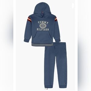 Tommy Hilfiger Boy's Blue Embroidered Logo Fleece Hoodie And Joggers Set 24M